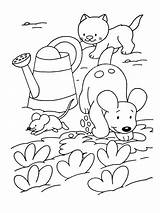 Coloring Garden Pages Pet Pets Dog Kids Printable sketch template