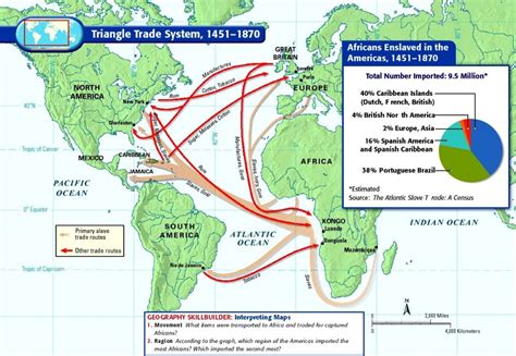 maps africa   trans atlantic slave trade triangular trade map