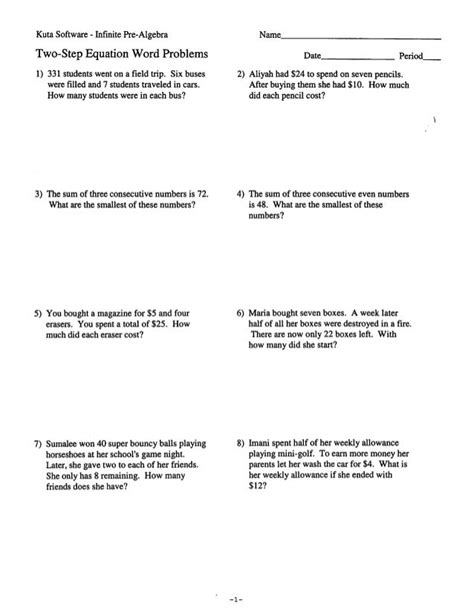 worksheets systems  linear equations word problems worksheet