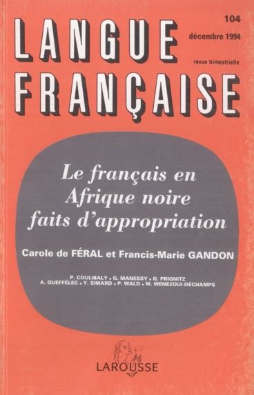 pratique du francais en afrique noire francophone persee