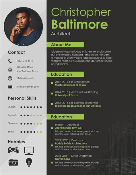 architect resume template   word  documents