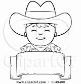 Cowboy Sheriff Kid Banner Blank Cartoon Clipart Coloring Happy Over Cory Thoman Outlined Vector 2021 sketch template
