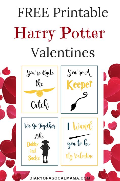 printable valentines cards  harry potter cards