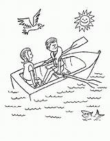Coloring Boat Row Rowing Drawing Colouring Rowboat Popular Getdrawings sketch template