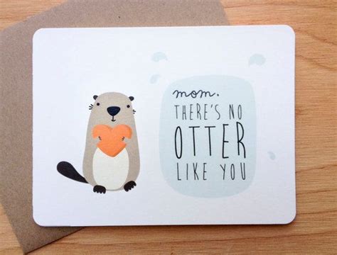 mother s day otter pun greeting card by letrango on etsy 4 50 birthday card puns mom cards