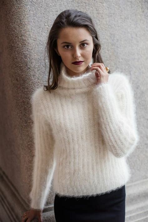 Angora Pullover White Hand Knit Pure Angora Sweater By