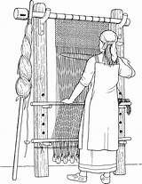 Loom Warp Weighted Webstuhl Vikings Tapestry Textiles Gewebter Stuhl 12bb Scandinavia Weaver sketch template