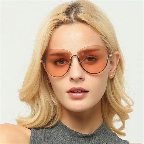 new large round sunglasses women semi rimless light color oversized