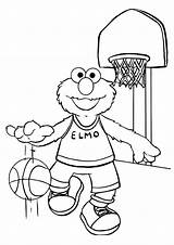 Elmo Basketball Playing Coloring Pages Happily Categories Parentune sketch template