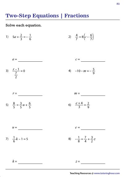 solving equations  fractions worksheet answer key instantworksheet