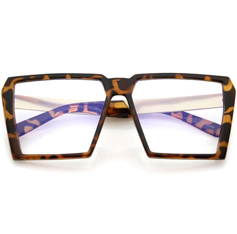 Sunglass La Oversize Modern Chunky Square Eyeglasses Flat Clear Lens