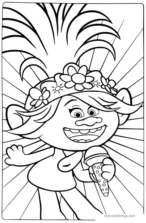 trolls coloring pages poppy  branch coloring pages