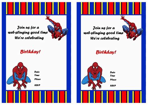spiderman birthday card printable  printable templates