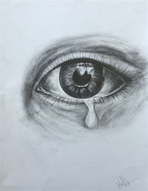 print  original pencil drawing crying eye  whitneyshalenart