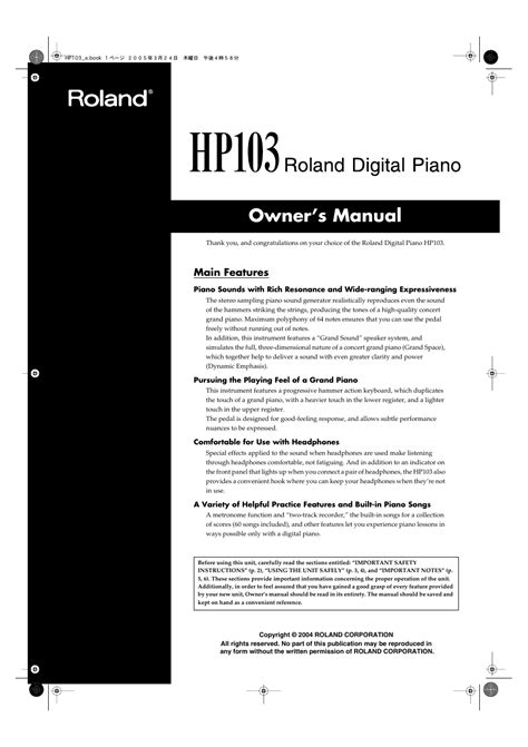 roland hp user manual  pages