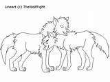 Wolves Two Fighting Wolf Couple Coloring Pages Lineart Template sketch template