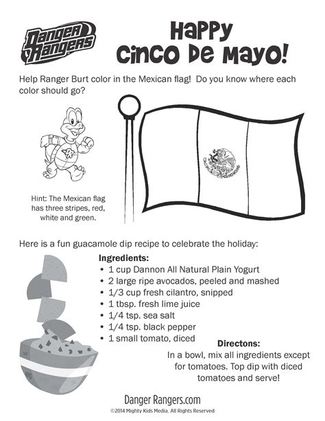 cinco de mayo kids activity  recipe freeprintable coloring