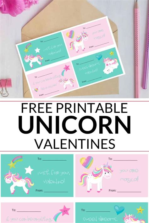 unicorn valentine cards  printable    keeper
