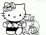 Halloween Kitty Coloring Hello Pages Spooky Cat Scary Kids Bow Printable Cutouts Cliparts Outline Colouring Color Clipart Print Cute Sanrio sketch template