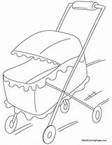 Pram Coloring Pages Baby Stroller Carriage Getcolorings sketch template