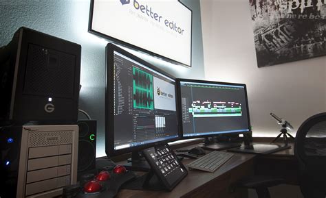 pro video editing desk setup  editor