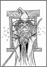 Coloring Pages Wizard Fantasy Adult Colouring Dover Book Haven Creative Adults Books Color Publications Printable Badass Elf Doverpublications Wizards Gothic sketch template