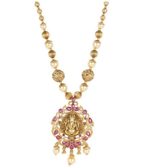 Much More Traditional Ruby Pendant Set With Pearl Mala For Women Buy