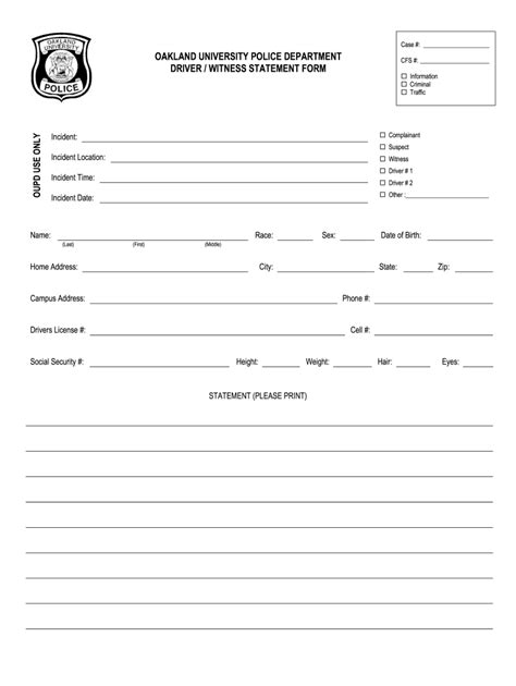 Police Witness Statement Form Fill Online Printable Fillable Blank