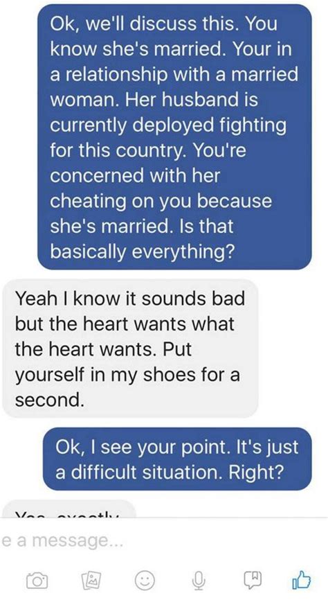 guy cheating with soldier s wife gets leveled in text by