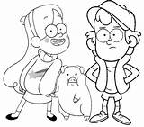 Coloring Gravity Falls Dipper Mabel Waddles Pages Children Cute sketch template