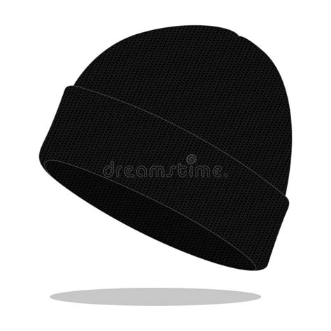 blank black beanie hat template  white background stock illustration