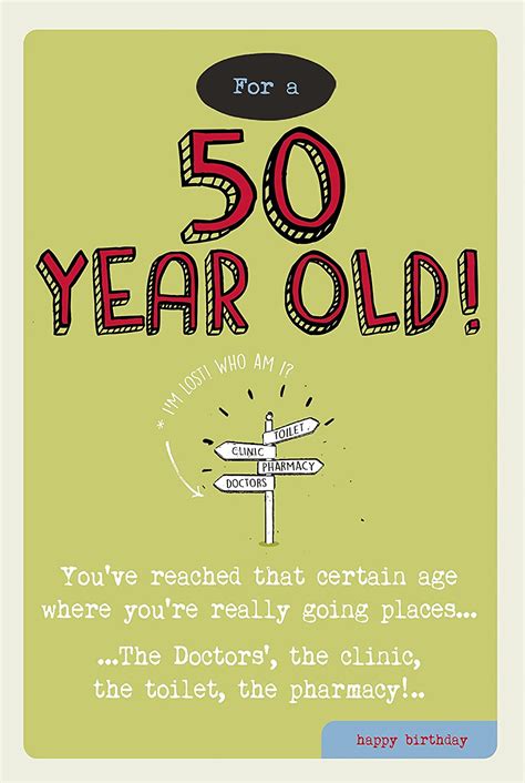 Funny 50th Birthday Card For Her Fiftieth Cartoon Humour Silly Cheeky