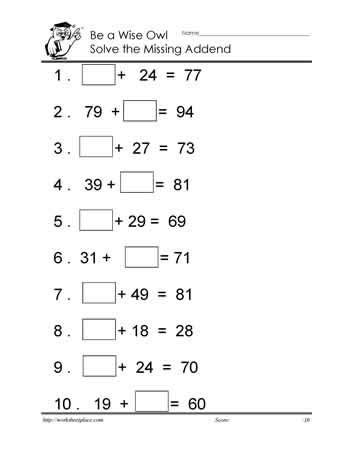 missing addend worksheets worksheets joy