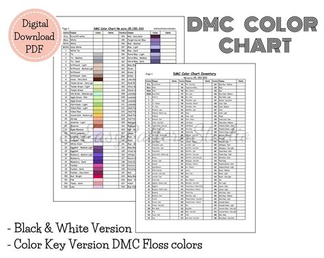 dmc floss color chart   file dmc threads color etsy riset