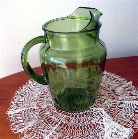 vintage pitcher depression glass green water pitcher anchor