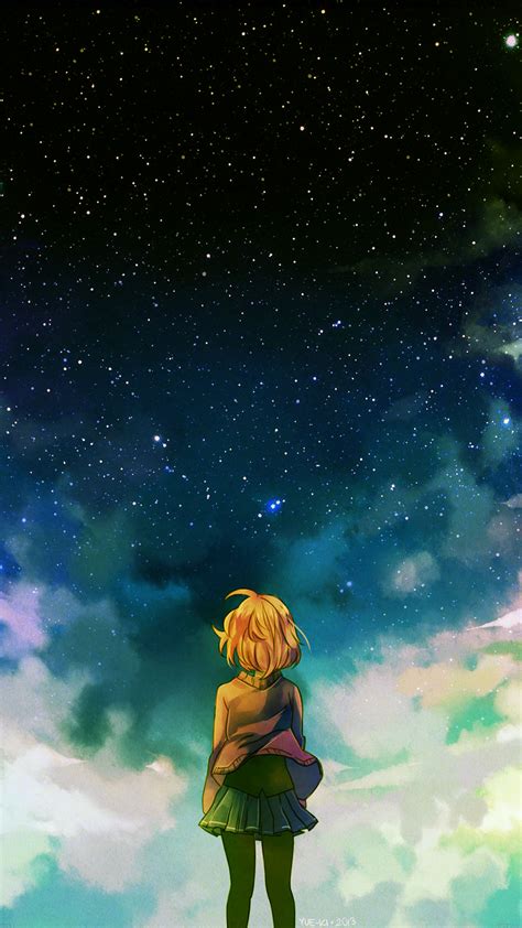 ad starry night illust anime girl papersco