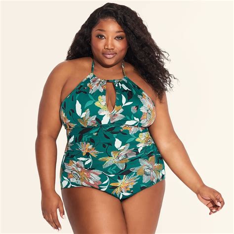 plus size slimming control high neck keyhole one piece swimsuit best