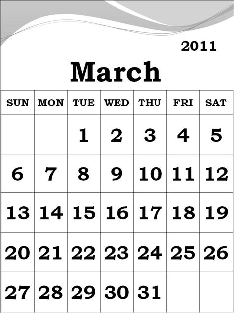 blank march calendar