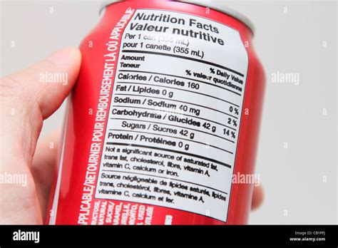 nutrition label coca cola coke  stock photo  alamy