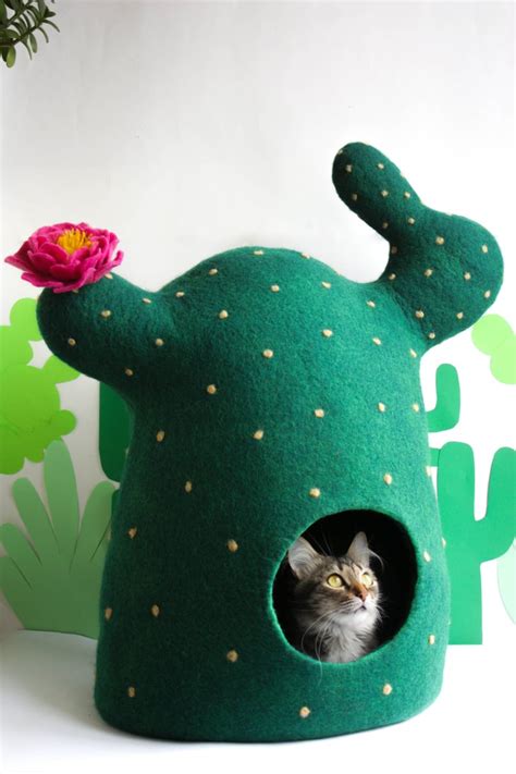 Meowfelt Cactus Cat Bed Etsy Meowfelt Cat Beds
