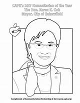 Coloring Karen Goh Mayor City Humanitarian Sheet Year Honorable Bakersfield Click sketch template