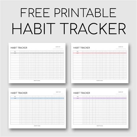 printable habit tracker template
