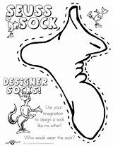 Socks Kindergarten Seuss Dr Fox Crazy Crafts Across America Read March sketch template