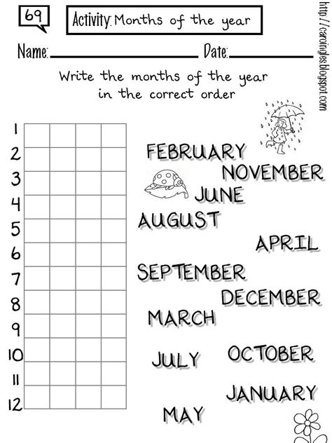 months   year fichas ingles ejercicios de ingles ingles  preescolar