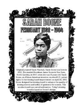 sarah boone womensblack history month informationcoloring sheet