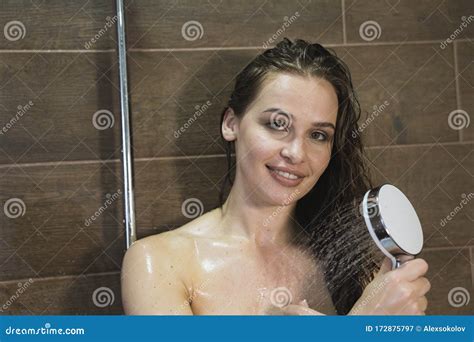 Photo Of A Beautiful Woman In Shower Washing Body Stock Image Image