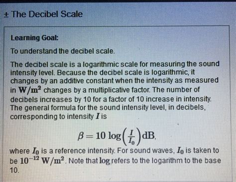 solved  decibel scale learning goal  understand  cheggcom