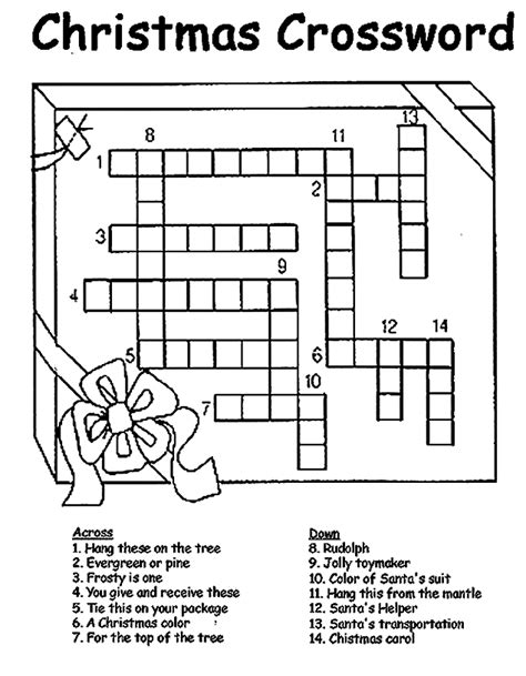 game ideas  class christmas crossword christmas worksheets