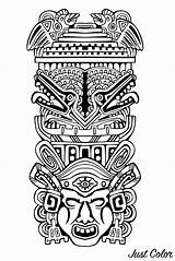 Totem Incas Mayans Inca Aztecs Aztec Mayan Coloring Inspiration Inspired Adult sketch template