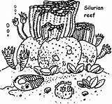 Reef Coral Silurian Pencil Coloring Pages Template Life Sea Simple Sketch Fish sketch template